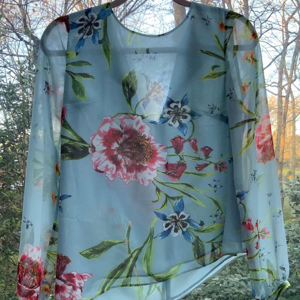 Rachel Roy Floral Print Asymmetrical Blouse